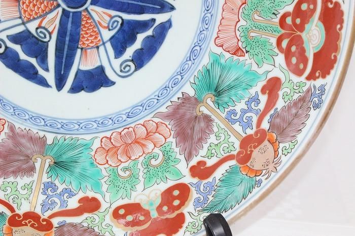 A-1363伊万里焼色染付十字花文尺三寸飾大皿 - 石川県金沢の骨董