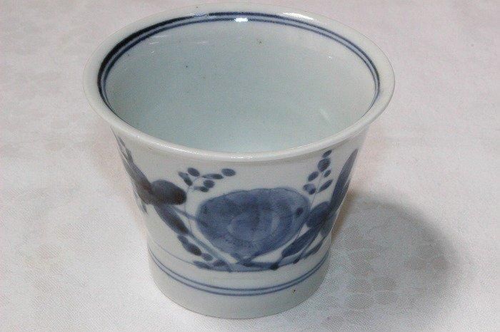 B-816伊万里焼古染付花文朝顔形蕎麦猪口全4客バラ売 - 石川県