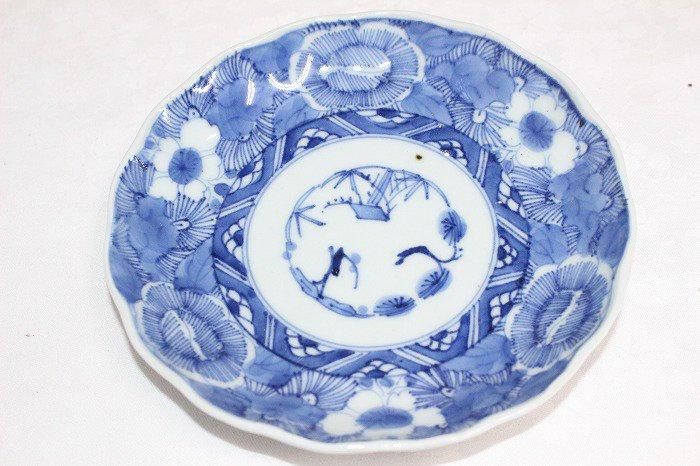 明治時代古伊万里ベロ藍みじん唐草文そば猪口蕎麦猪口ぐい呑湯呑5客