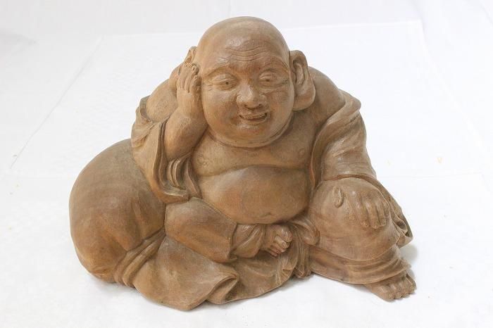 骨董品 布袋さん 木彫