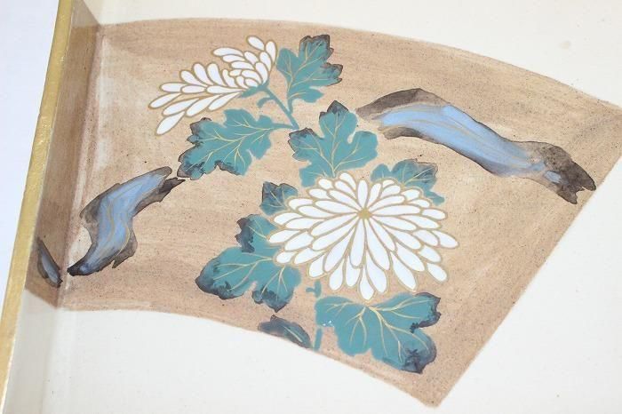 K-1895九谷焼色染付菊文四方皿 金沢中村梅山作 - 石川県金沢の