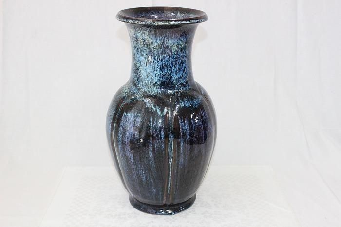 A-1460丹波焼海鼠釉瓜形花瓶 丹波立杭窯清水俊彦作 - 石川県金沢