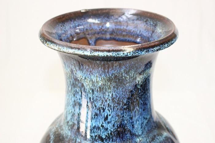 丹波焼　清水俊彦　花入 丹波立杭焼 俊彦窯 黒釉 しのぎ 花瓶 ｜ みんげい おくむら