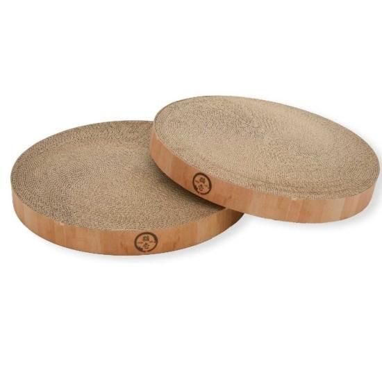 【店頭受取のみ】猫壱 バリバリボウル 猫柄 丸型爪とぎベッド 交換用爪とぎ2個パック