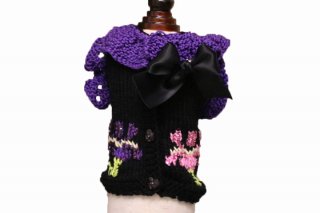 <20OFF>cardigan black with iris embroideryIT-DOGS