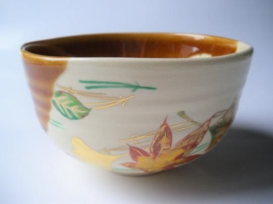 仁清写 飴釉 吹寄絵茶碗 (共箱) 中村秋峰 - 茶道具販売 栗林園