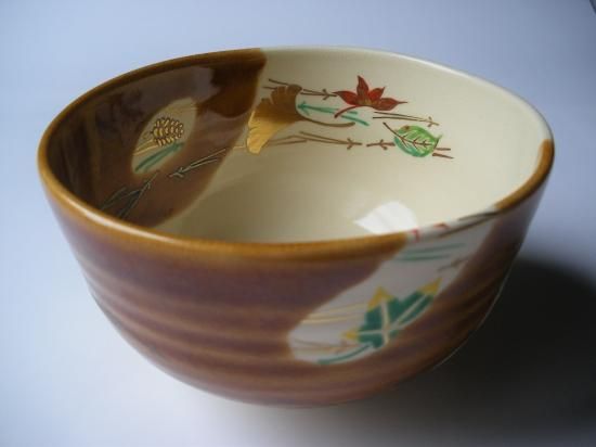 仁清写 飴釉 吹寄絵茶碗 (共箱) 中村秋峰 - 茶道具販売 栗林園