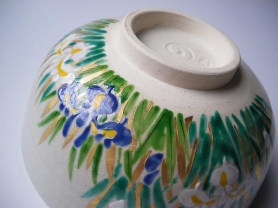 ☆本日限定値引き☆茶碗 色絵『水菖蒲』岩崎新定造 膳所焼 陽炎