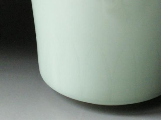 閑】明末天龍寺 青磁 三閑人 水指 飾壷 木製黒漆蓋/ 茶事 茶道具