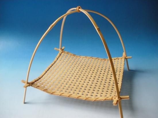 871 美品 籠 唐物 手付松葉籠 島田竹宝斎作 生花籠 箱付き 茶道具