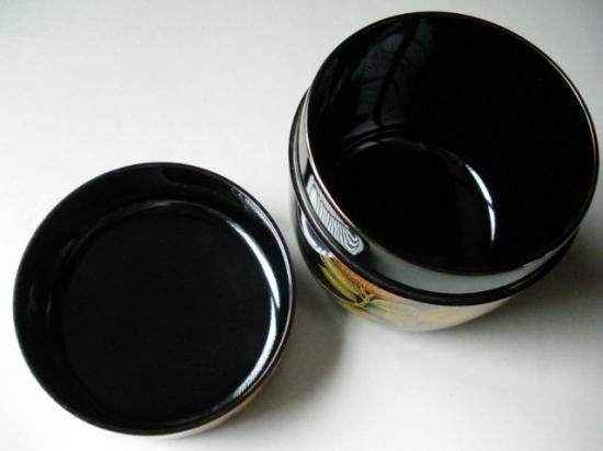 金色 花模様 茶道具用棗 共箱付き P629 棗 『吉田一峰作』『溜塗』『惺斉好』『笹蒔絵』『中棗