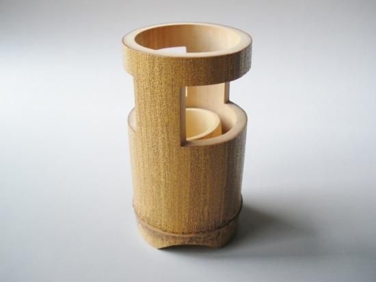 万能簾 （竹花入・造花付）】紙箱 美術品・アンティーク