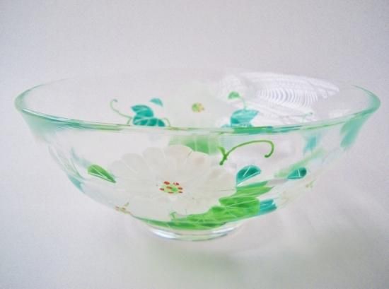 耐熱ガラス 夕顔絵茶碗 紙箱 松本明日香 茶道具販売 栗林園