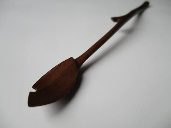 ウォールナット 茶杓 葉っぱ形 (共筒)久野輝幸 - 茶道具販売 栗林園