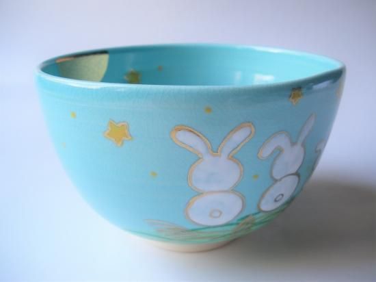 青釉 うさぎのお月見茶碗 紙箱 東山深山 茶道具販売 栗林園 青釉 うさぎのお月見茶碗 紙箱 東山深山 茶道具販売 栗林園