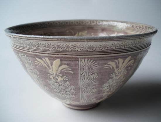 紫三島茶碗 (共箱)森里陶楽 - 茶道具販売 栗林園 紫三島茶碗 (共箱)森里陶楽 - 茶道具販売 栗林園