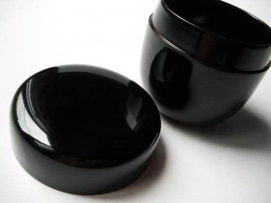 利休好中棗　茶入れ 利休好 黒中棗 (紙箱) - 茶道具販売 栗林園