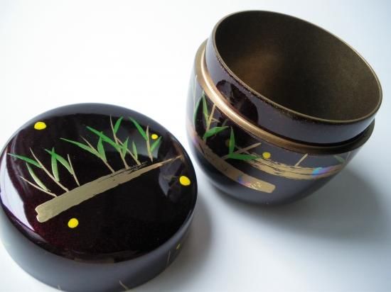 溜塗 葦に蛍蒔絵中棗 (紙箱)東雲 - 茶道具販売 栗林園