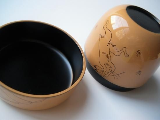 白漆 高山寺兎蒔絵中棗 (紙箱) - 茶道具販売 栗林園 白漆 高山寺兎蒔絵中棗 (紙箱) - 茶道具販売 栗林園