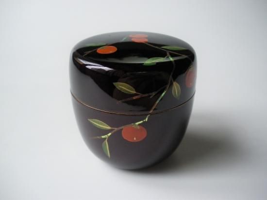 溜塗 柿蒔絵中棗 (紙箱)東雲 - 茶道具販売 栗林園