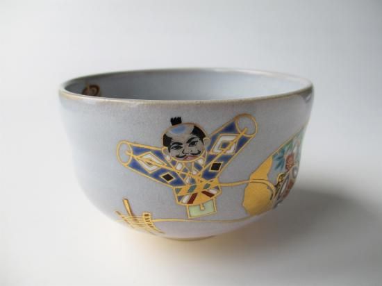 灰釉 玩具絵茶碗 (極箱)手塚石雲 和代極 - 茶道具販売 栗林園