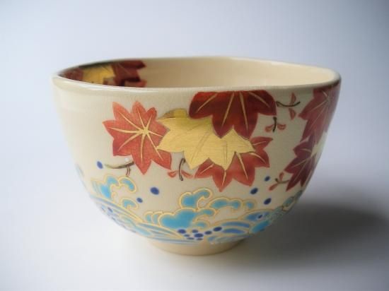 送料込【逢絢亭・新品】茶道具 茶碗 京焼 東福寺の紅葉の絵 手塚