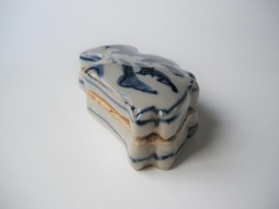 鵬雲斎書付　中国清時代　新渡　染付　水指　共箱　トヒカサ　東さ7-0812☆2F 鵬雲斎書付 中国清時代 新渡 染付 水指 共箱 トヒカサ 東