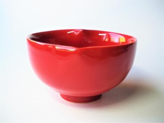 紅釉 猪目茶碗 (共箱)小野穣 - 茶道具販売 栗林園 紅釉 猪目茶碗 (共箱)小野穣 - 茶道具販売 栗林園