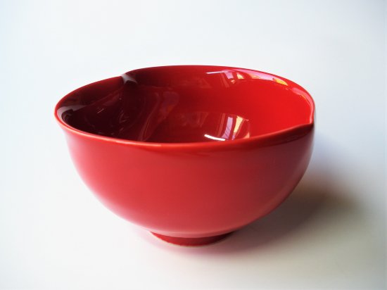 紅釉 猪目茶碗 (共箱)小野穣 - 茶道具販売 栗林園