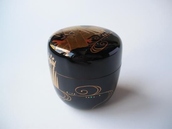 八ツ橋蒔絵大棗 (共箱)竹内幸斎 - 茶道具販売 栗林園 八ツ橋蒔絵大棗 (共箱)竹内幸斎 - 茶道具販売 栗林園