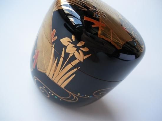 八ツ橋蒔絵大棗 (共箱)竹内幸斎 - 茶道具販売 栗林園 八ツ橋蒔絵大棗 (共箱)竹内幸斎 - 茶道具販売 栗林園