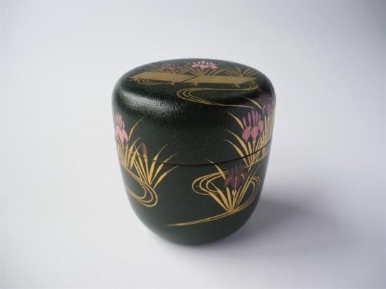 青漆叩塗 八ツ橋蒔絵中棗 (共箱)早見征一 - 茶道具販売 栗林園