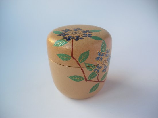 白漆叩塗 紫陽花蒔絵中棗 (共箱)早見征一 - 茶道具販売 栗林園