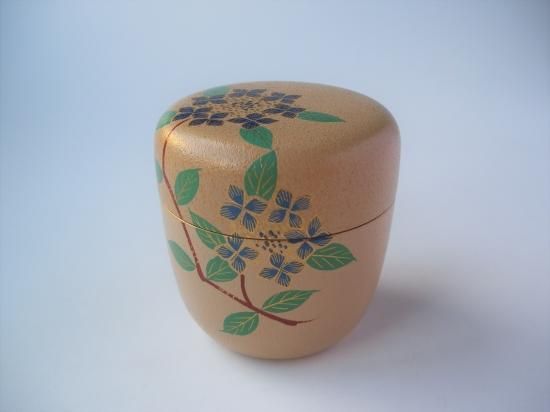 白漆叩塗 紫陽花蒔絵中棗 (共箱)早見征一 - 茶道具販売 栗林園