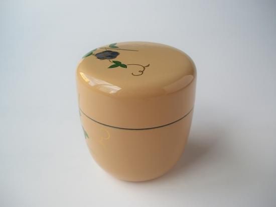 白漆 朝顔蒔絵中棗 (共箱)坂下仙秀 - 茶道具販売 栗林園