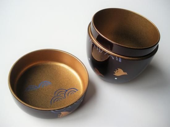 茶道具 棗 茶入 和紙貼 山水 蒔絵 中棗 宗貴作【匿名配送】 茶道具 棗