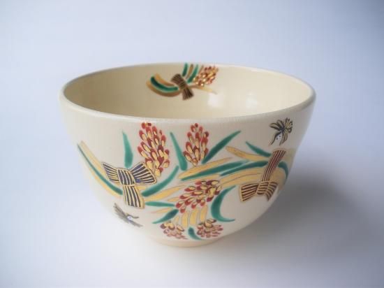 色絵 稲穂茶碗 (共箱)西村清翠 - 茶道具販売 栗林園