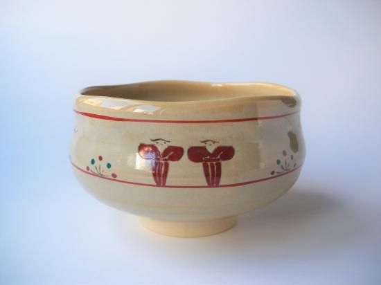 赤膚焼 奈良絵 鹿に紅葉茶碗 (紙箱)大塩昭山窯 - 茶道具販売 栗林園 赤膚焼 奈良絵 鹿に紅葉茶碗 (紙箱)大塩昭山窯 - 茶道具販売 栗林園