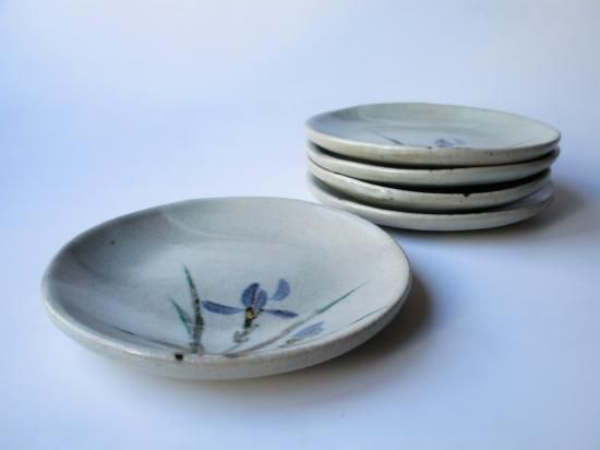 乾山写 春蘭絵 銘々皿 5客入 (共箱)幸兵衛窯 - 茶道具販売 栗林園