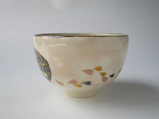 桜に流水茶碗 (紙箱)福森阿也 - 茶道具販売 栗林園