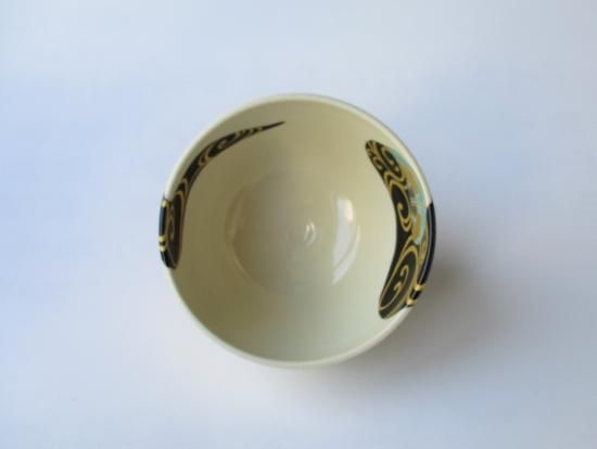 黒釉 源氏車絵茶碗 (共箱)通次嵩山 - 茶道具販売 栗林園