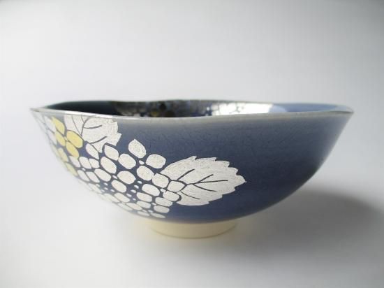 青釉 金銀彩 紫陽花茶碗 (共箱)新井京華 - 茶道具販売 栗林園