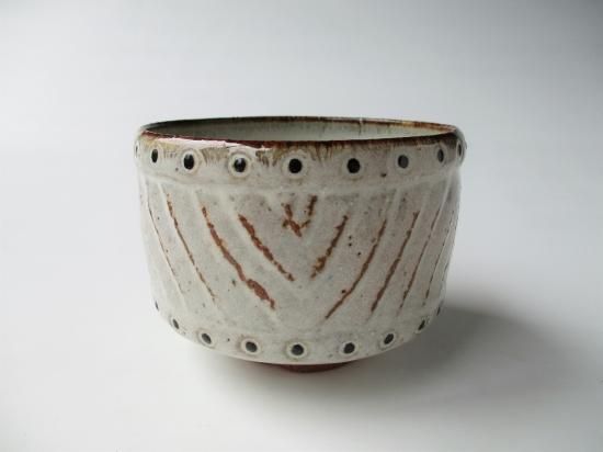 灰釉 蕪絵茶碗 (共箱)中村良二 - 茶道具販売 栗林園