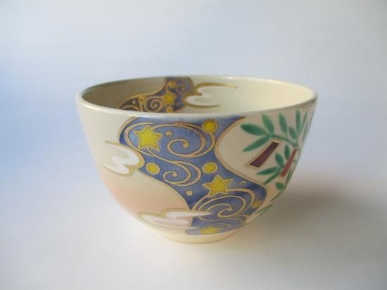 茶器/茶道具 抹茶茶碗 七夕】 色絵茶碗 七夕（七夕飾り） 加藤起