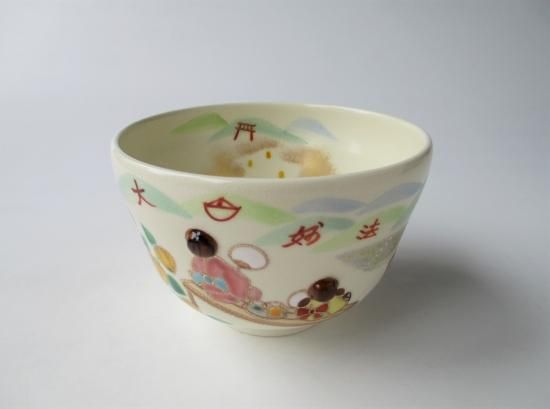 色絵 五山送り火茶碗 (紙箱)小手鞠窯 - 茶道具販売 栗林園