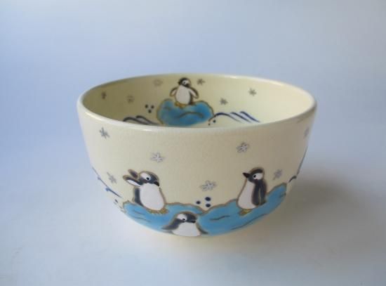 色絵 ペンギン茶碗 (紙箱)加藤起楽 - 茶道具販売 栗林園