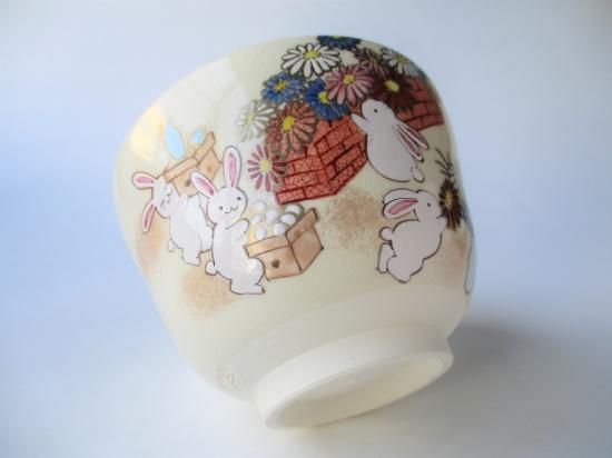 色絵 お月見うさぎ茶碗 (紙箱)加藤永山 - 茶道具販売 栗林園