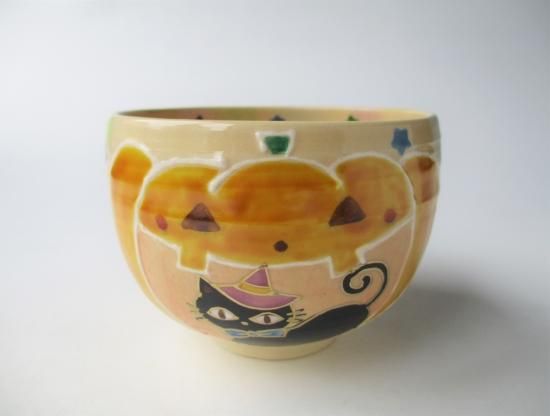 れもんちゃん　2点　大野九行作　若松文黒茶碗・ツボツボ建水　共箱　茶道具 れもんちゃん様専用 2点 大野九行作 若松文黒茶碗・ツボツボ建