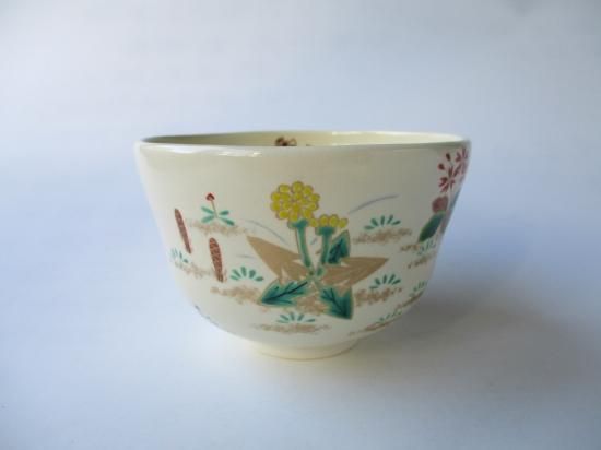 色絵 春草茶碗 (共箱)南口閑粋 - 茶道具販売 栗林園