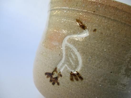 高麗写 立鶴筒茶碗 (共箱)渡辺伸治 - 茶道具販売 栗林園